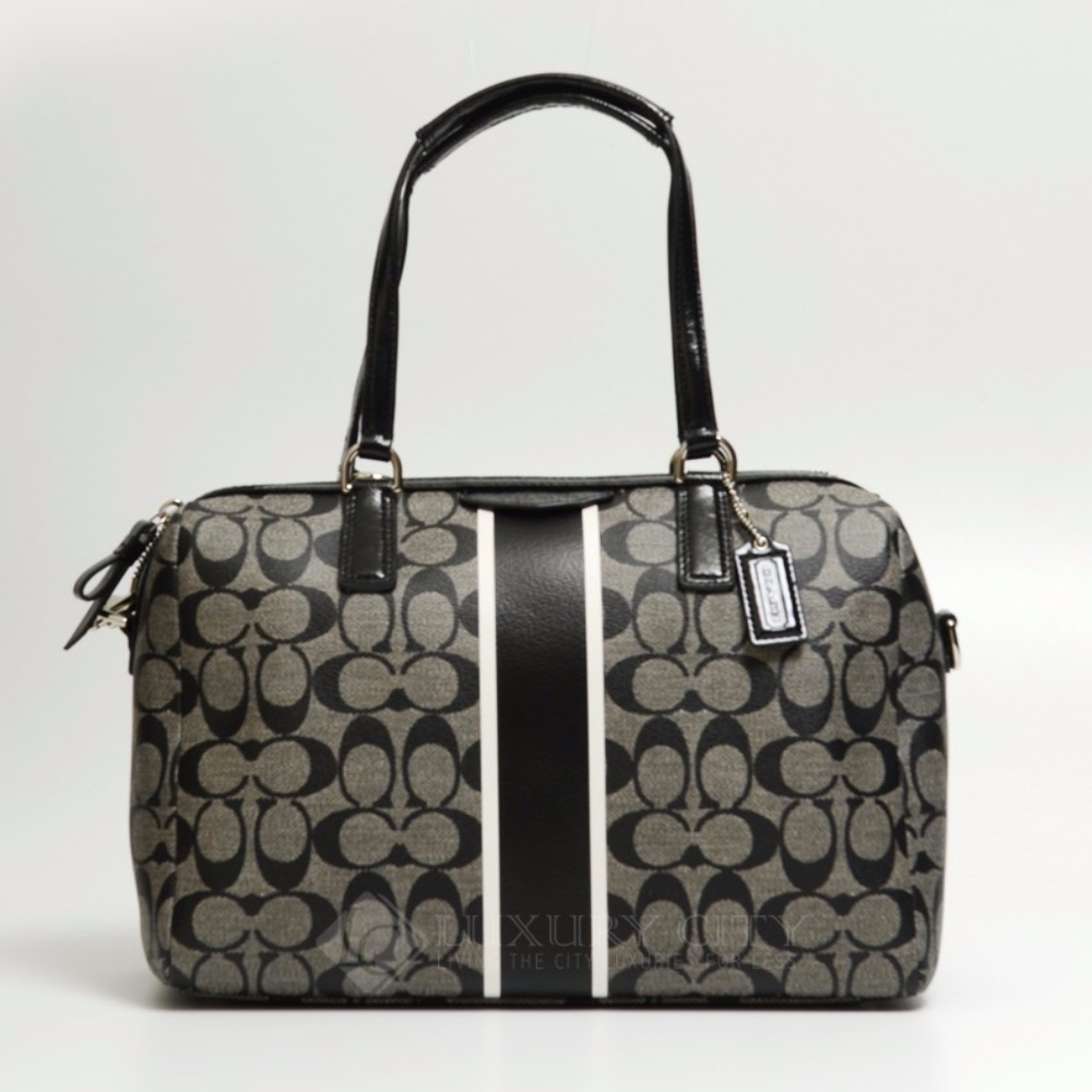 Coach Signature Stripe Nancy Satchel W/ Wallet